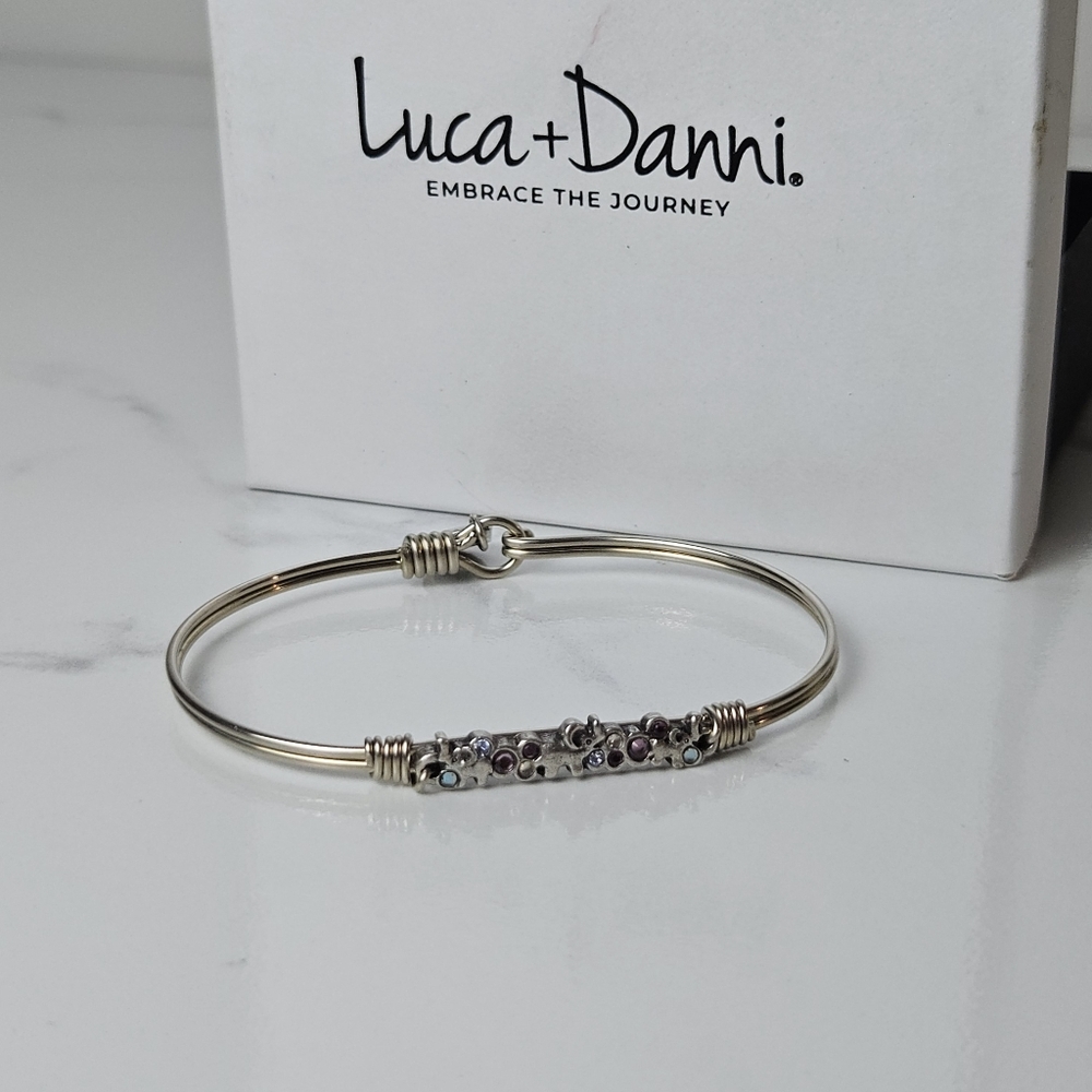 Luca + Danni Elephant Embrace The Journey Silver Bangle Bracelet W/Original Box